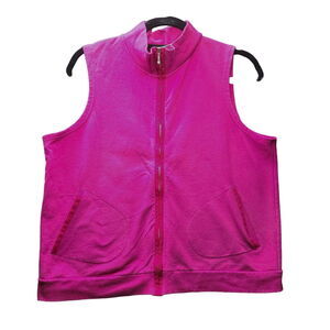 Kim Rogers Womens Vest Pink Size PL Cotton Blend Zip Close Pockets Sleeveless